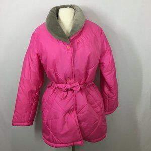 Vintage Neon Winter Coat Ski Snow Faux Fur Collar